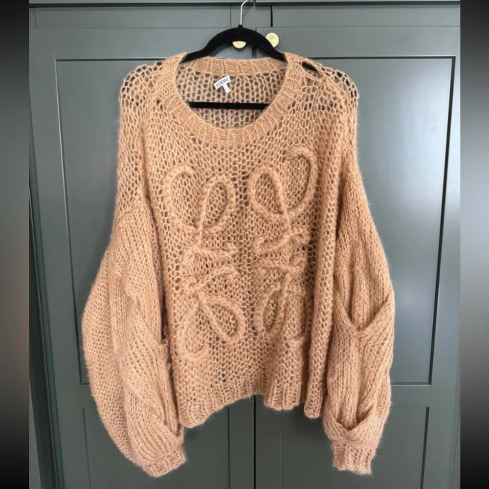 Loewe Textured Cable Logo Sweater in Camel - Picture 3 of 7